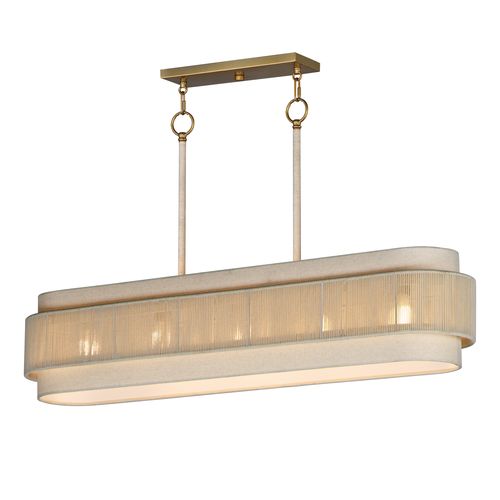 Natural Aged Brass Linear Chandelier from the Seacliff Collection