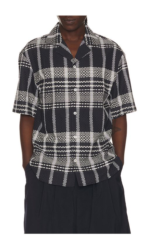 KROST Plaid Dash Bowling Shirt in Navy. L. Also in M, S, XL/1X