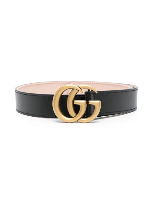 GG logo-buckle leather belt - Black