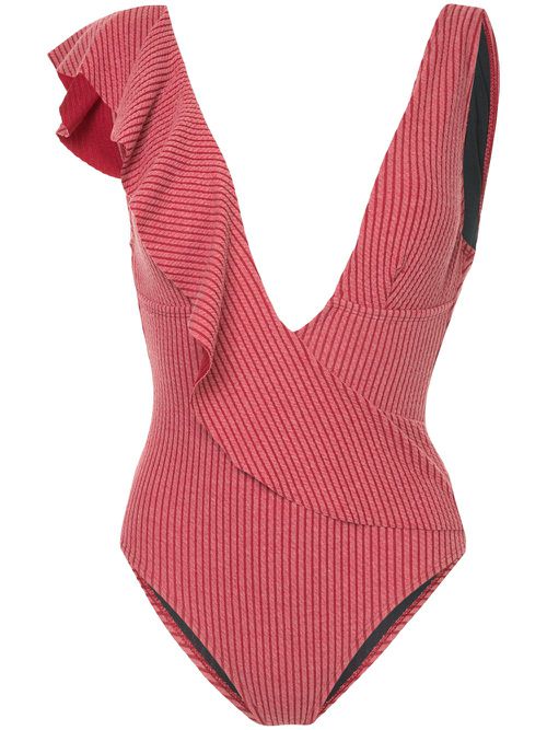 Bella braided ruffle swimsuit - Red