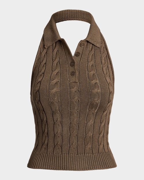 High Shine Silk Cable-Knit Top