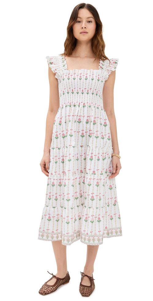Hill House Home The Ellie Nap Dress Trailing Fern/White Multi