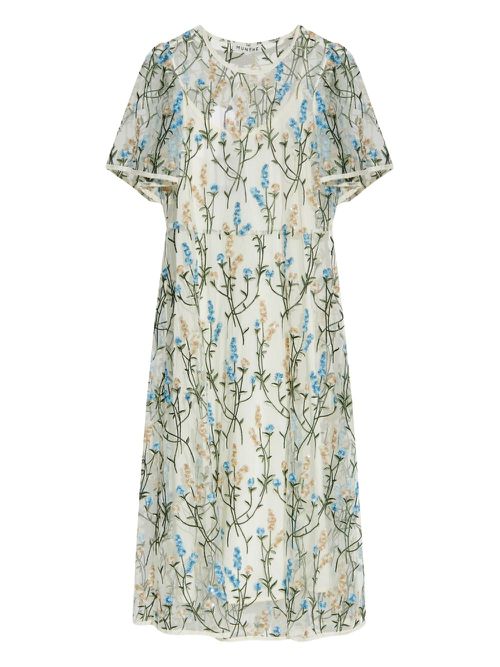 Floral-embroidered dress - White