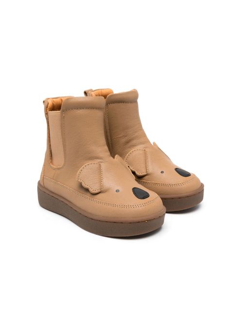 Pop-up animal ears leather boots - Brown