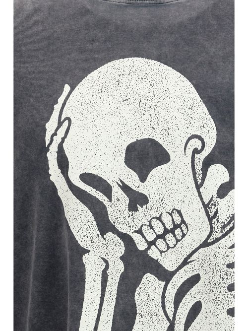Skull Graphic Double-Layer Shirt — Black