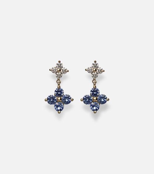 Luckiest Clover 10kt gold earrings with sapphire and diamond