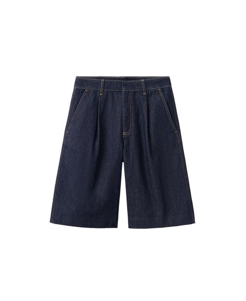 "Women's Bermuda Straight-Fit Pleated Denim Shorts, 12.2"" Inseam - Open Blue"
