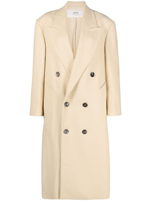 Natural Long Double-breasted Coat