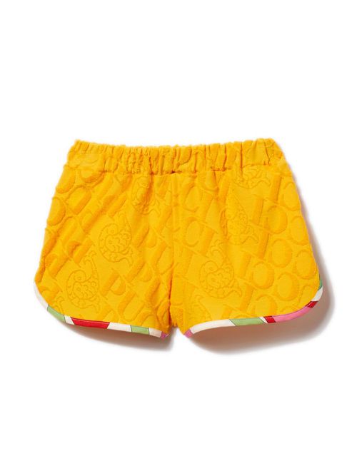 Bouclé logo contrast border shorts - Yellow