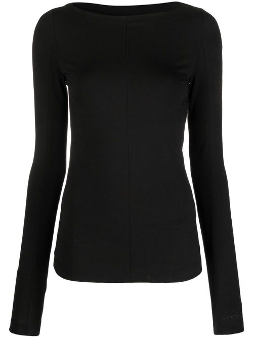 Long-sleeve cotton-blend T-shirt - Black