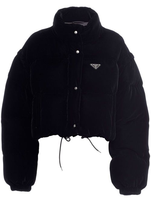 Detachable-sleeve cropped puffer jacket - Black