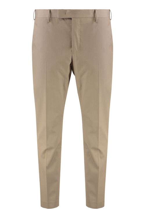 Slim Fit Silk-Cotton Chino Trousers with Welt Pockets
