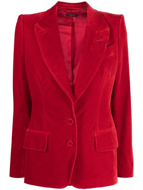 Velvet single-breasted blazer - Red