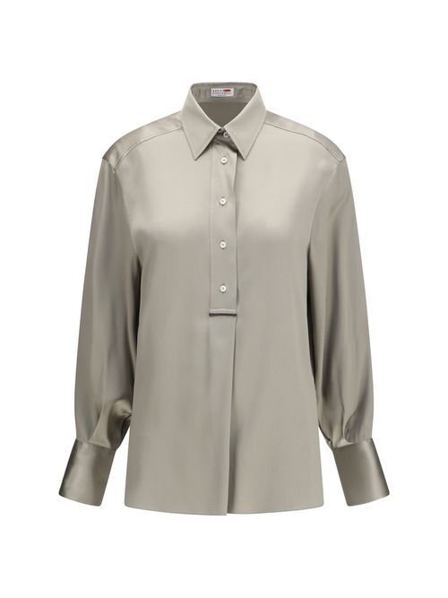 Silk Satin Shirt — Green