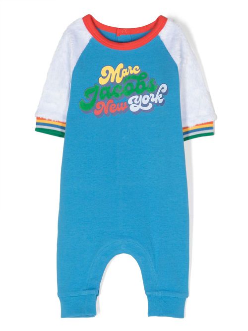 Logo-print cotton romper - Blue