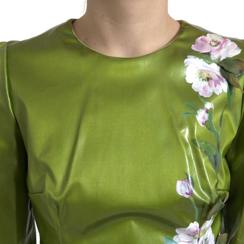Floral-Embellished Sheath Dress — Green