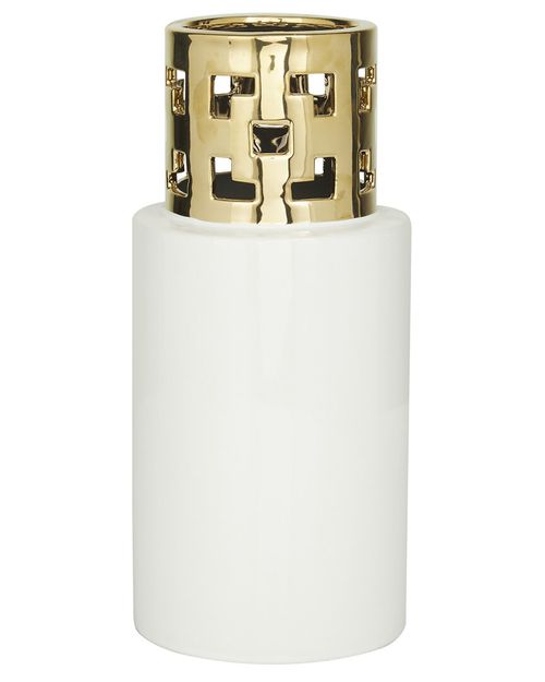 CosmoLiving by Cosmopolitan White Ceramic Vase With Gold Cut Out Accents