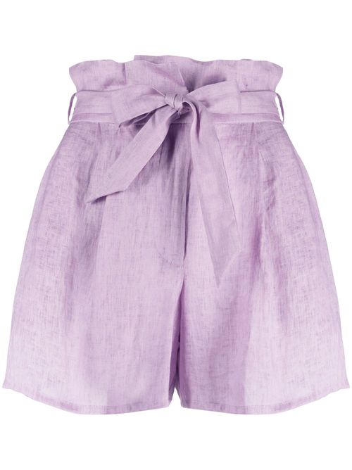 Paperbag linen shorts - Purple