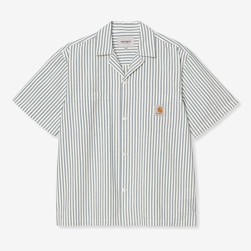 Carhartt WIP Short Sleeve Leavel Shirt - Leavel Stripe, Blue River / Wax - unisex