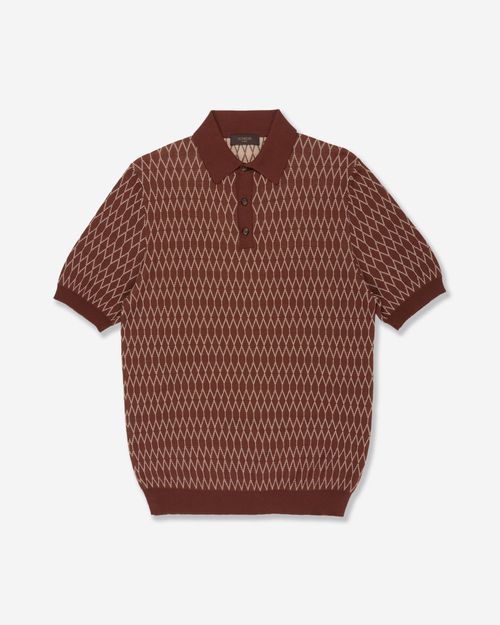 Slim fit cotton crepe polo shirt Bordeaux