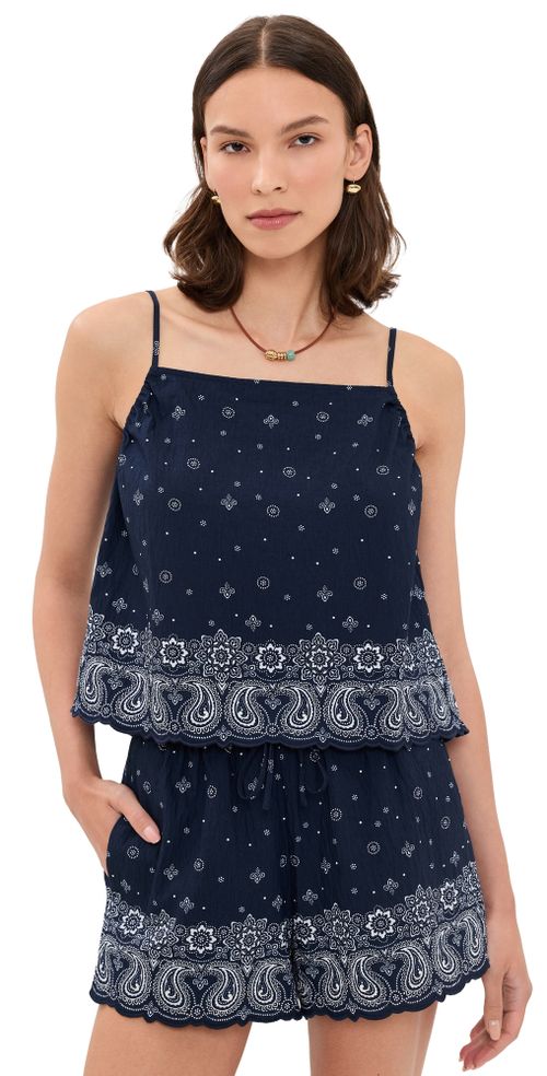 X Shopbop Marel Top In Linen Rayon Bandana Mix White