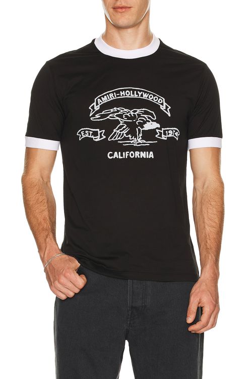 Amiri Eagle Ringer Tee in Black - Black. M also in S, L, XL/1X, XXL/2X
