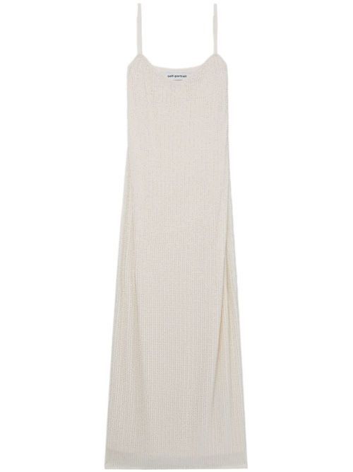 Rhinestone-embellished sleeveless maxi dress - Neutrals