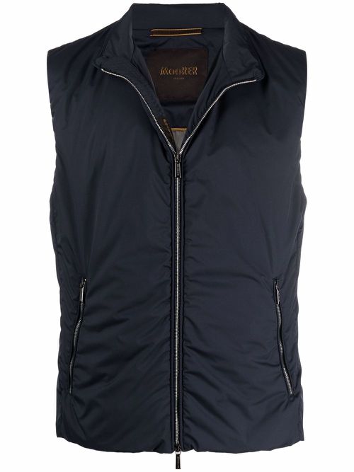 High-neck zip-up gilet - Blue