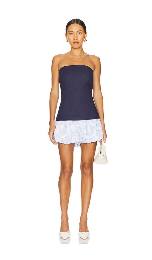Line & Dot Eline Bubble Romper in Navy. -  XL also in L, M