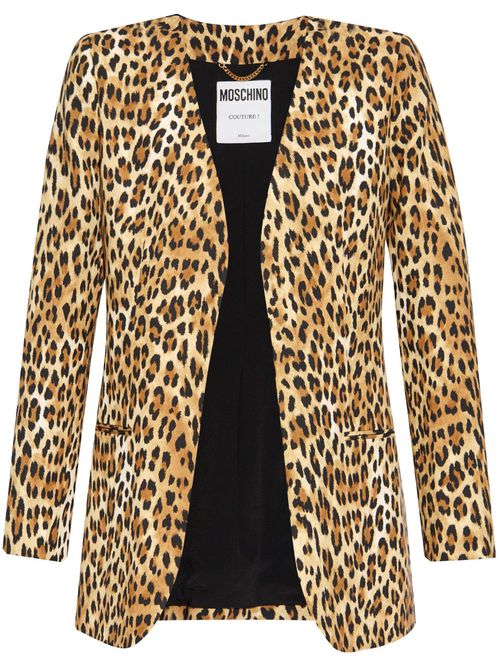 Leopard-print blazer - Brown