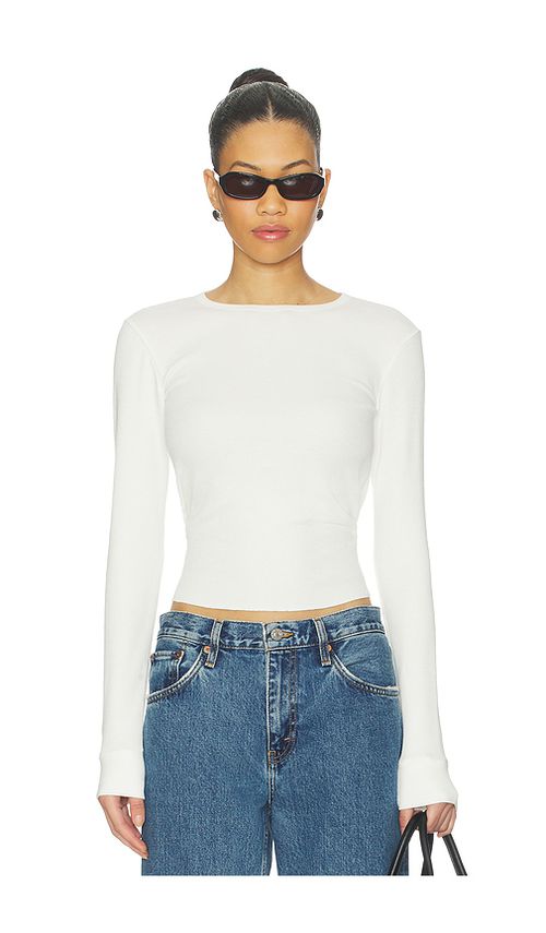 RE/DONE Baby Waffle Long Sleeve Top in White. S. Also in XS, XL/1X, XXL/2X