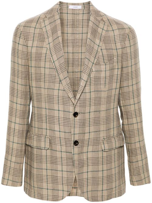 Single-breasted linen blazer - Brown