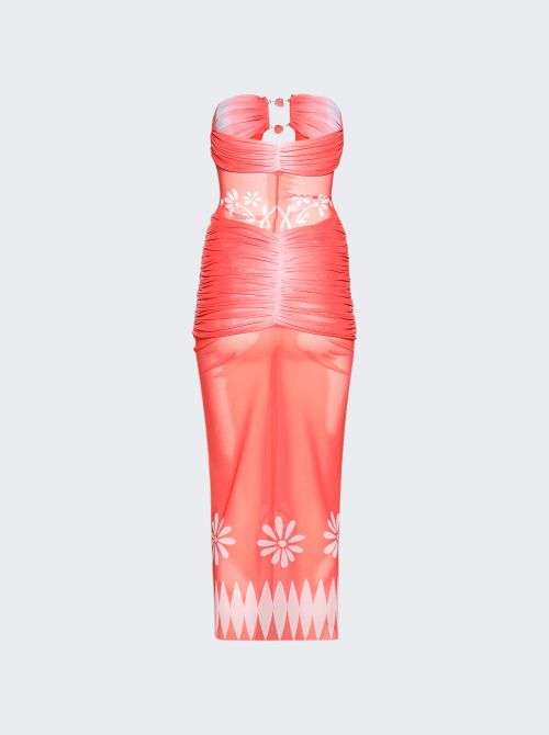 Radiant Siren Strapless Mesh Dress Orange