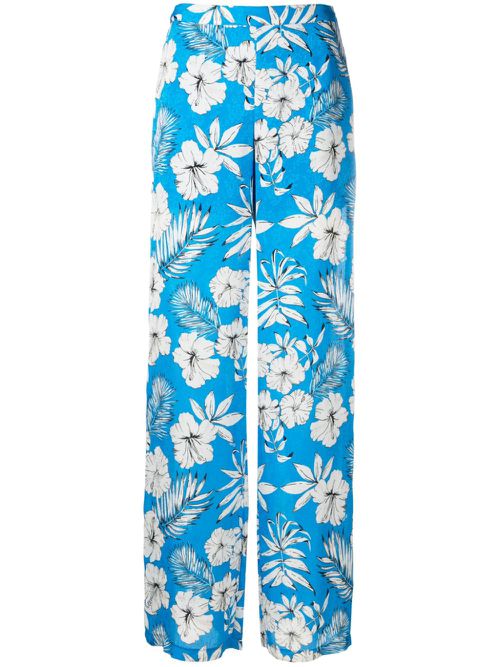 Floral-print wide-leg trousers - Blue
