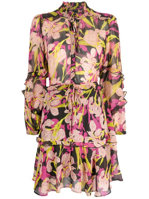 Floral-print ruffled minidress - Black