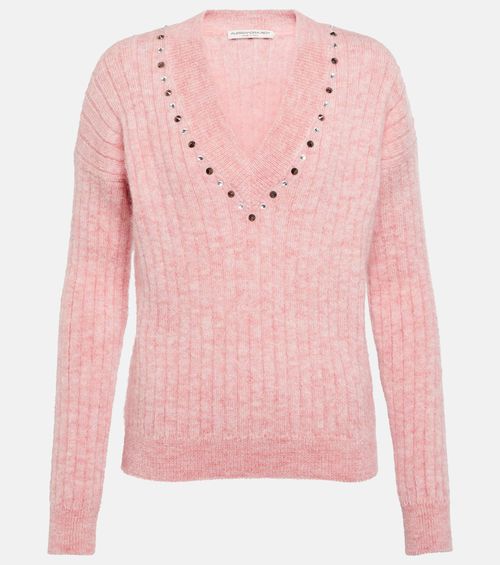 Embellished wool-blend sweater