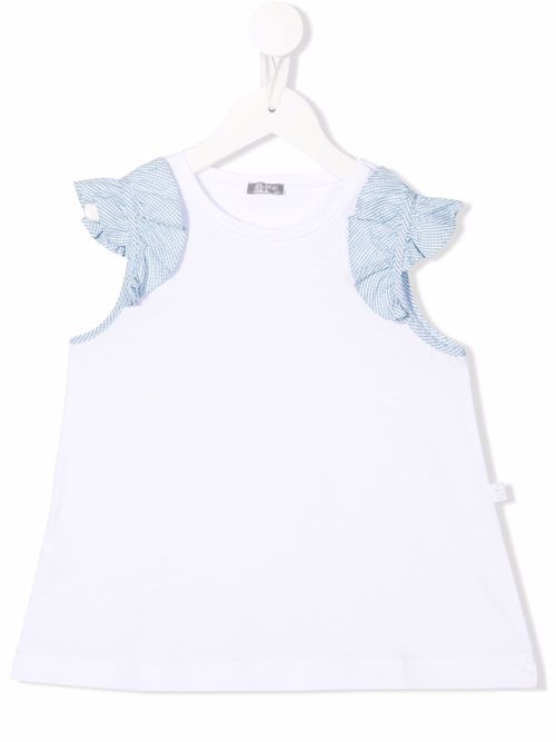 Two-tone ruffled vest - White