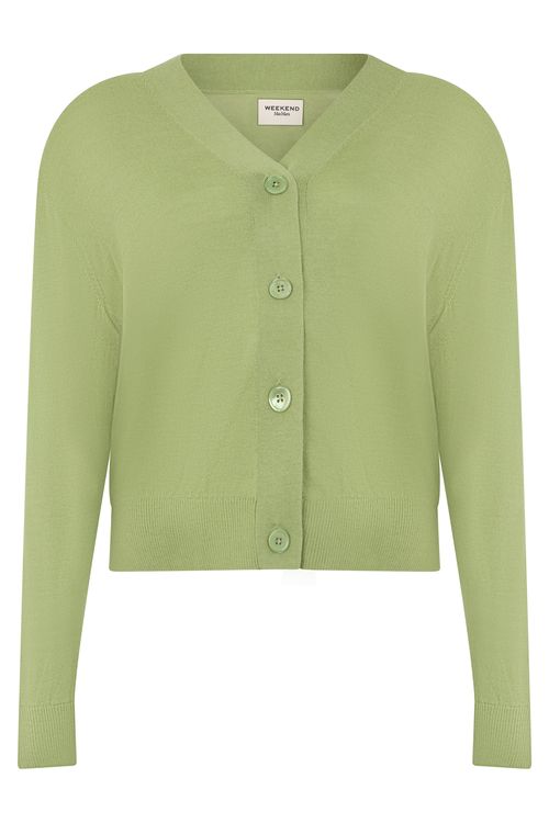 Cropped Cardigan with Button Closure