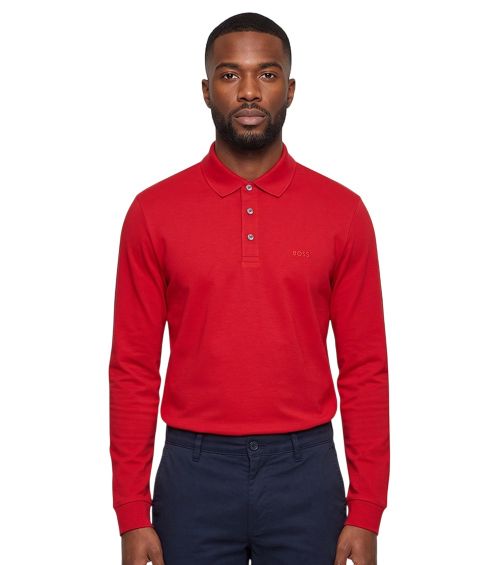 Red Solid Shirt Collar Polo