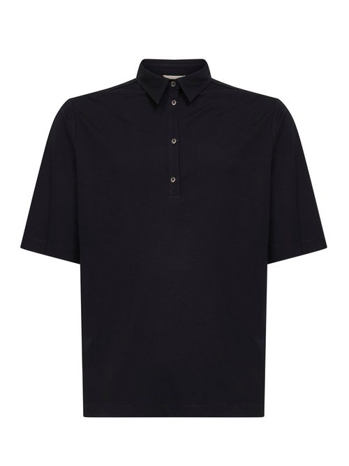 Viscose Blend Polo Shirt — Black