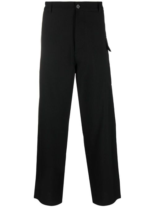 Straight-leg virgin-wool trousers - Black