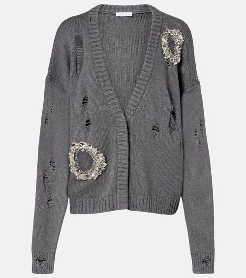 Distressed cotton and cashmere cardigan
