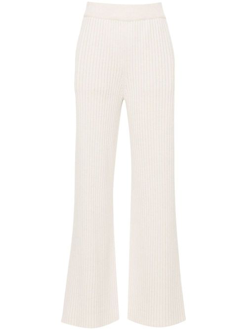 Chunky-ribbed trousers - Neutrals