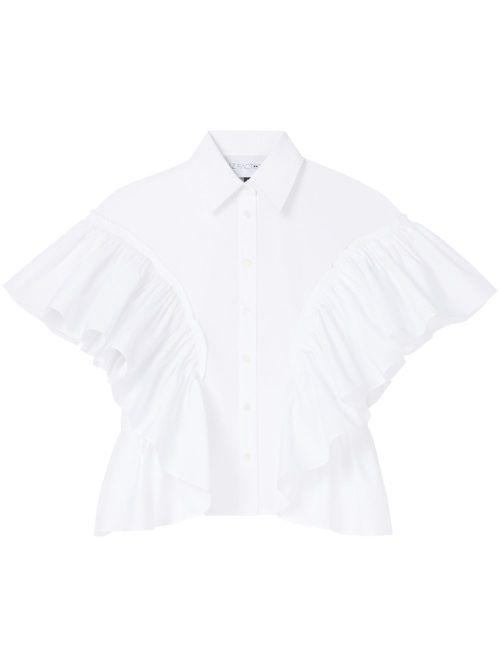 X Lutz Huelle Waterfall ruffle-sleeve shirt - White