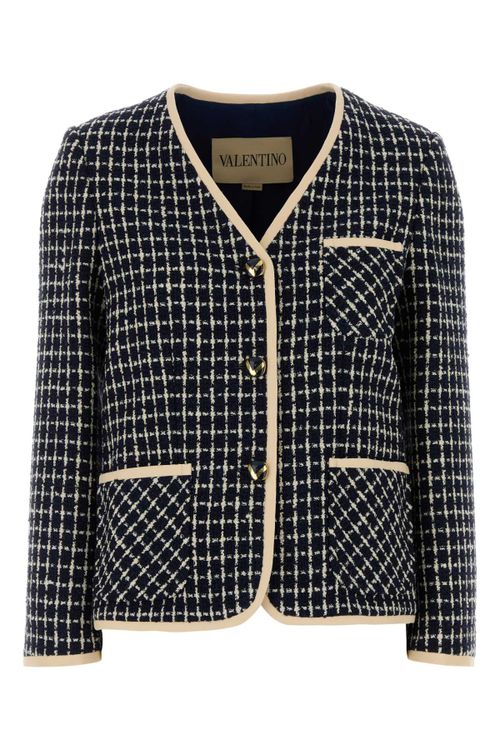 Tweed with Contrast Trim Blazer — Black