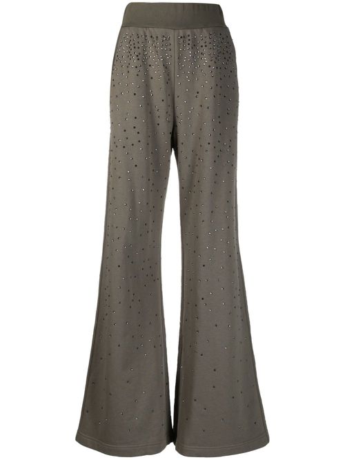 Crystal-embellished flared trousers - Green