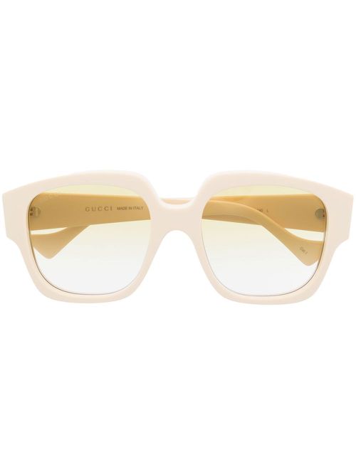 Square-frame tinted sunglasses - White
