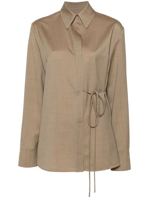 Ripstop wool tied shirt - Brown