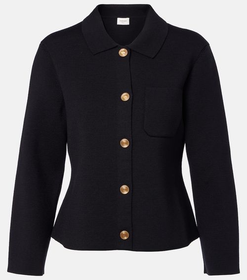 Waffle-knit wool cardigan