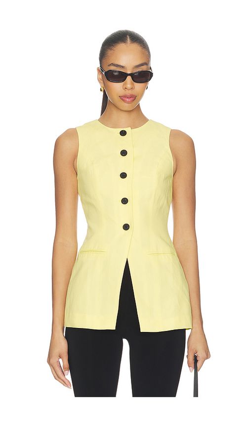 ALIGNE Leo Linen Mix Waistcoat in Lemon. 0. Also , 4, 6, 8
